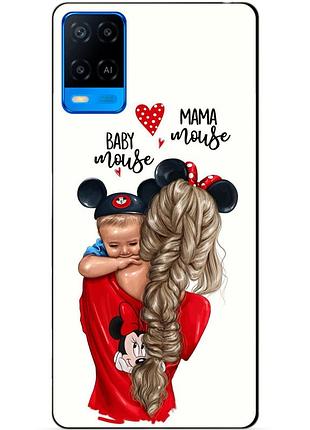 Силиконовый бампер чехол для oppo a54 с рисунком мама и малыш