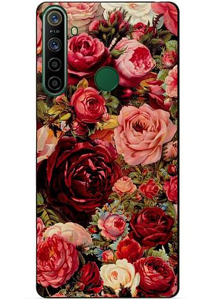 Силиконовый чехол бампер для realme 5i с рисунком красные розы
