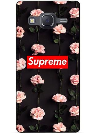 Чехол силиконовый бампер для samsung j7 galaxy j700 с рисунком supreme на розах