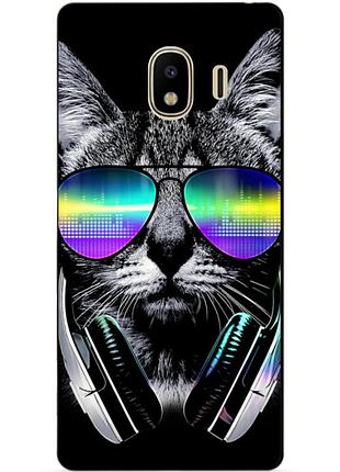 Силиконовый бампер чехол для samsung j4 galaxy j400 с рисунком музыкальный кот
