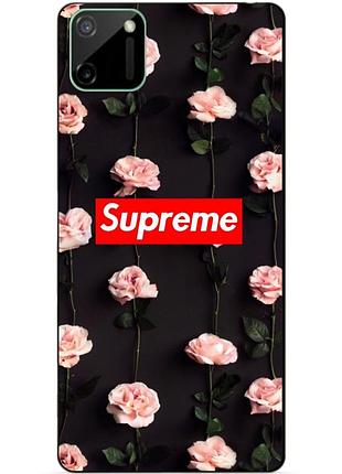 Силиконовый чехол бампер для realme c11 с рисунком supreme на розах