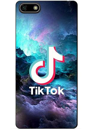 Силиконовый бампер чехол для huawei honor 7a с рисунком tik tok