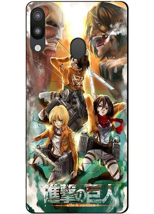 Силиконовый бампер чехол для samsung m20 galaxy m205f с аниме атака на титанов