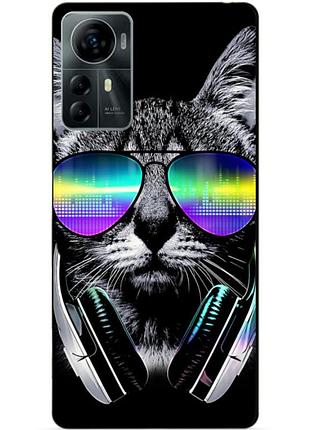 Силиконовый чехол бампер для zte blade a72s с рисунком музыкальный кот