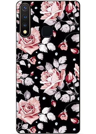 Силиконовый бампер чехол для vivo y19 с рисунком розы