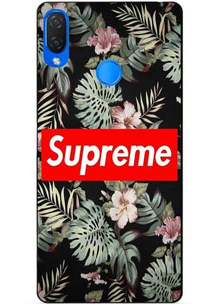Силіконовий бампер чохол для huawei p smart plus з малюнком supreme на листках