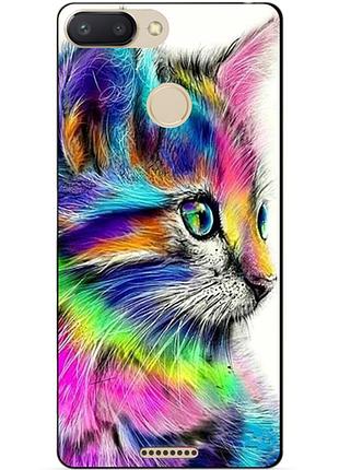 Силиконовый бампер чехол для xiaomi redmi 6 с рисунком котик