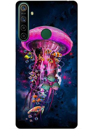Силиконовый чехол бампер для realme 5i с рисунком медуза