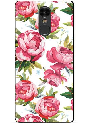Силіконовий чохол бампер для xiaomi redmi note 4 з малюнком півонії