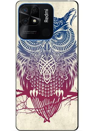 Силиконовий бампер чехол для xiaomi redmi 10c з рисунком сова