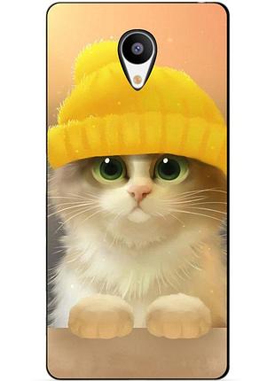 Чехол силиконовый бампер для meizu m3s с рисунком котик в шапке