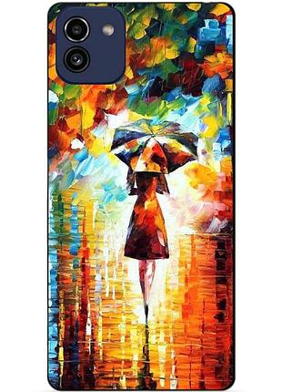 Силиконовый бампер чехол для samsung a03 с рисунком прогулка