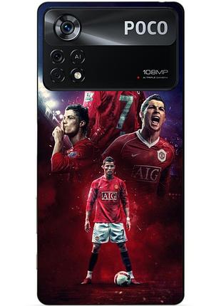 Силиконовый бампер чехол для xiaomi poco x4 pro 5g с рисунком ronaldo mu
