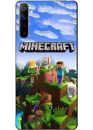Силиконовый чехол бампер для realme 6 с рисунком minecraft