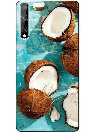 Силиконовый чехол бампер для huawei p smart s с рисунком кокосы