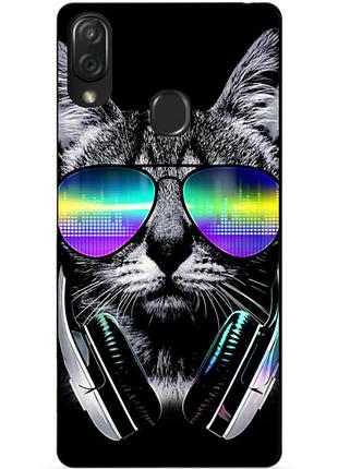 Силиконовый бампер чехол для zte blade v10 vita с рисунком музыкальный кот