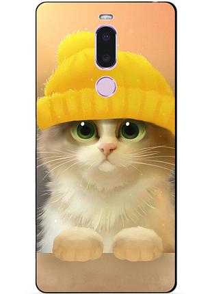 Чехол силиконовый для meizu note 8 с рисунком котик в шапке