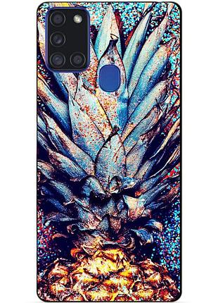 Силиконовый бампер чехол для samsung a21s с рисунком ананас