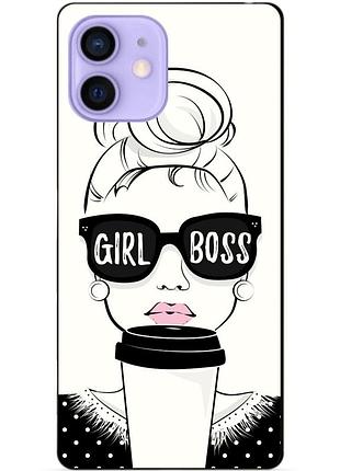Силиконовый чехол бампер для iphone 12 mini с рисунком girl boss