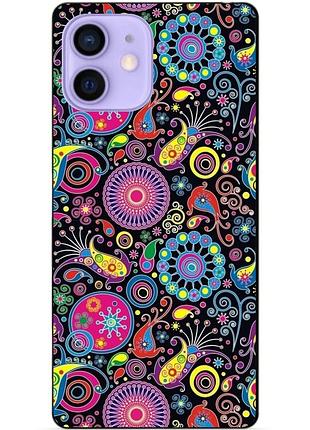 Силиконовый чехол бампер для iphone 12 mini с рисунком восточные узоры