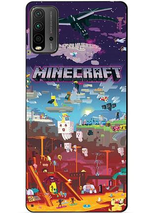 Силіконовий бампер чохол для xiaomi redmi 9t з грою minecraft