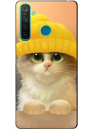 Силіконовий чохол бампер для realme q з малюнком котик в шапці