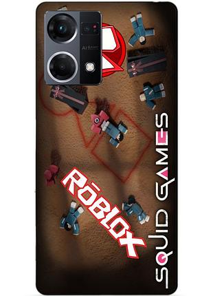 Силіконовий чохол бампер для oppo reno 7 з малюнком roblox гра в кальмара роблокс