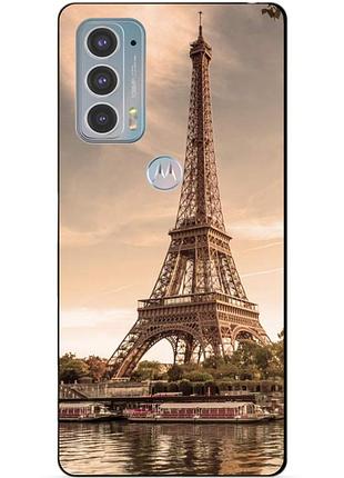 Силиконовый чехол бампер для motorola edge 20 с рисунком эйфелева башня франция париж
