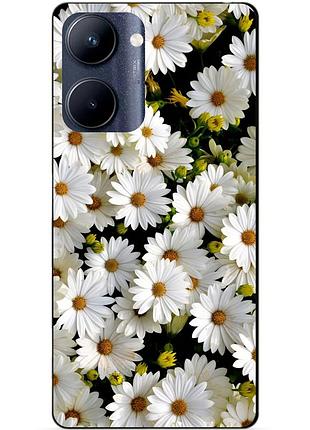 Силиконовый чехол бампер для realme c33 с рисунком ромашки цветы