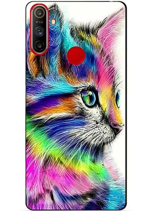 Силіконовий чохол бампер для realme c3 з малюнком акварельний котик