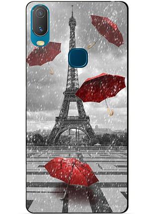 Силиконовый бампер чехол для vivo y11 с рисунком эйфелева башня