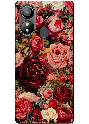 Силиконовый чехол бампер для zte blade l220 с рисунком красные розы цветы