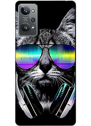 Силиконовый чехол бампер для realme gt2 с рисунком музыкальный кот