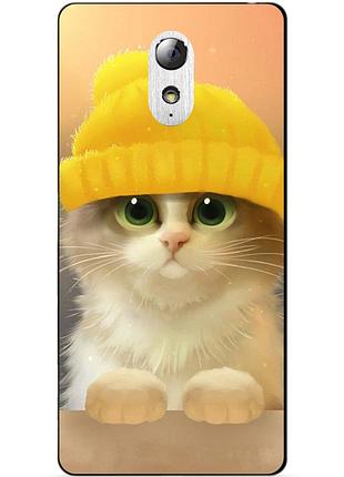 Бампер силіконовий чохол для lenovo vibe p1m з малюнком котик в шапці