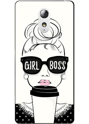 Силиконовый бампер чехол для lenovo vibe p1m с принтом girl boss