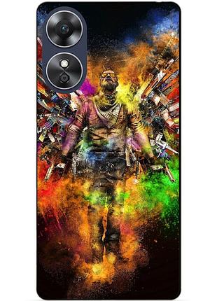 Силіконовий бампер чохол для oppo a17 з малюнком воїн