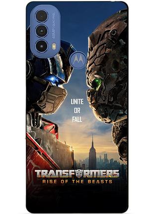 Силиконовый чехол бампер для motorola moto e20 с рисунком звероботы трансформеры transformers