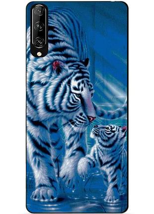 Силиконовый чехол бампер для huawei p smart pro с рисунком тигры