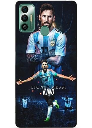 Силиконовый бампер чехол для tecno spark 7 с рисунком messi