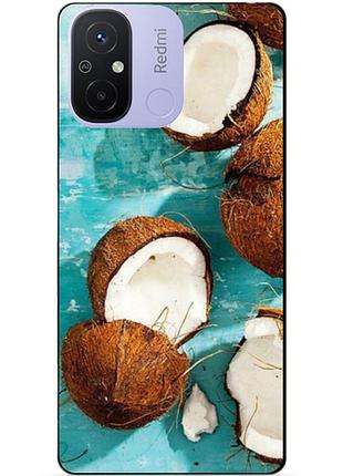 Силиконовый бампер чехол для xiaomi redmi 12c с рисунком кокосы