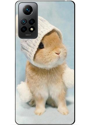 Силиконовый бампер чехол для xiaomi redmi note 12 pro с рисунком зайчик в шапке