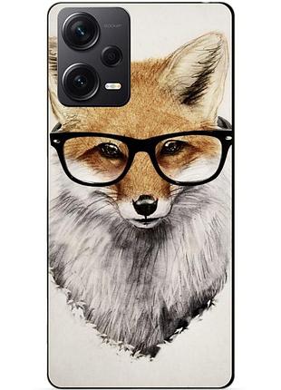 Силиконовый бампер чехол для xiaomi redmi note 12 pro plus с рисунком лиса