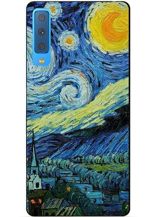 Силиконовый бампер для samsung a7 2018 galaxy a750 с рисунком лунная ночь