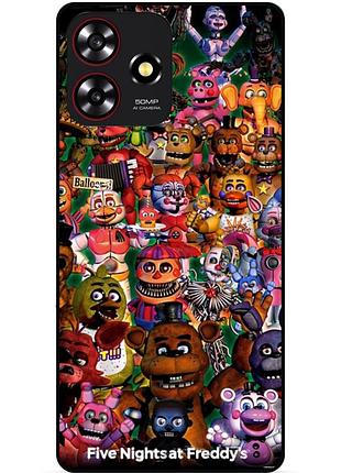 Чехол силиконовый бампер для zte blade a73 с рисунком аниматроники freddy фредди