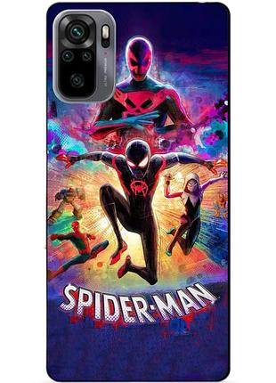 Силиконовый бампер чехол для xiaomi redmi note 10 / note 10s spider man