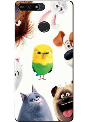 Бампер силиконовый чехол для huawei honor 7a pro с рисунком тайная жизнь домашних животных