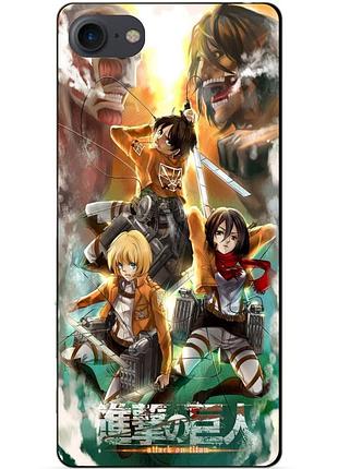Силиконовый чехол бампер для iphone 8 с рисунком атака на титанов attack on titan