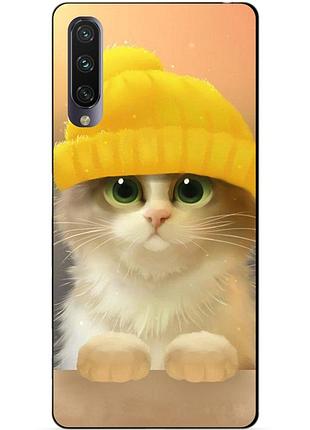 Чохол силіконовий для xiaomi mi a3 з малюнком котик в шапці