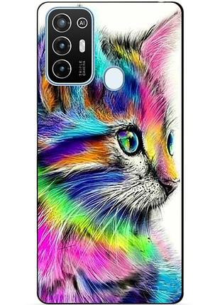 Силіконовий бампер чохол для zte blade a52 з малюнком акварельний котик