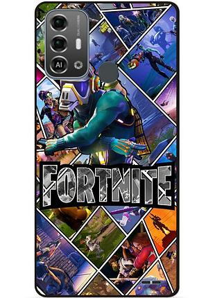 Силиконовый бампер чехол для zte blade a53 pro с картинкой фортнайт fortnite